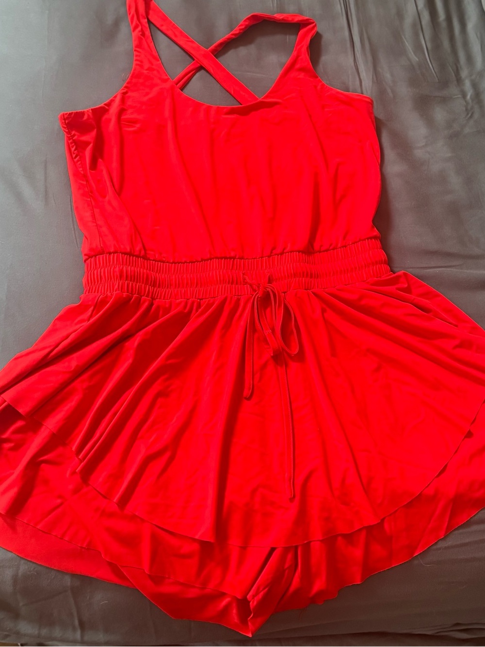 TCEC Red Sleeveless Crossback Romper